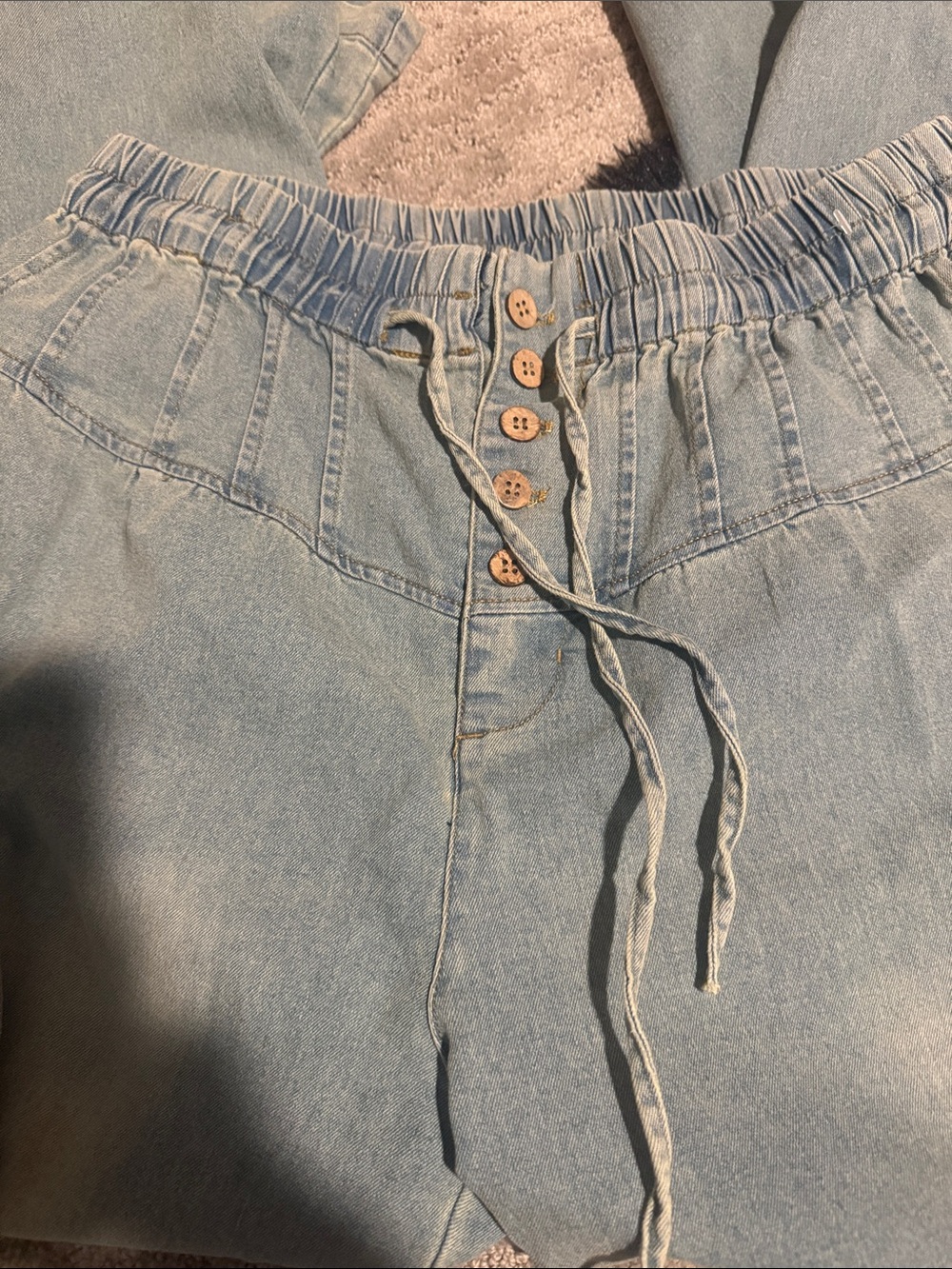 Wide Leg High-Waist Light Wash Denim Pants - Picture 2 of 5